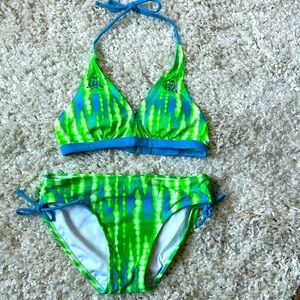 Justice 2 PC Tie Dye Swimsuit sz 14